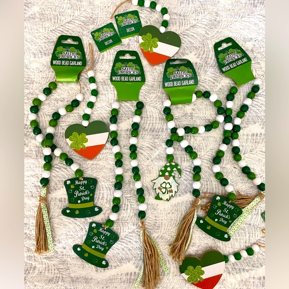 Other - 🍀 ST. PATRICK’S DAY WOOD BEAD GARLAND BUNDLE! SET OF 7! BRAND NEW W/TAGS!